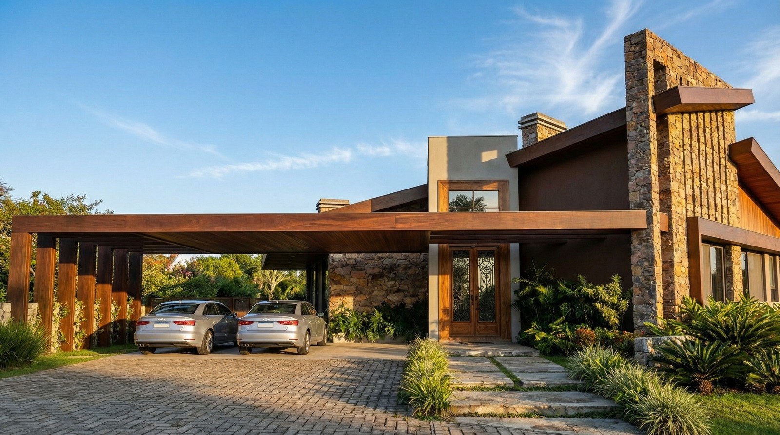 Fachada e acesso da residência Top House